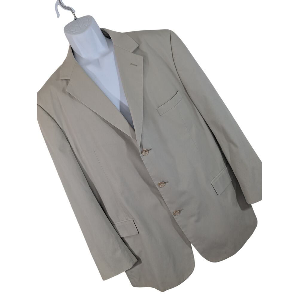 JOSEPH A. BANK! KHAKI TAN FINE COTTON BLEND, 3 BUTTON LIGHTWEIGHT BLAZER! SZ 48R